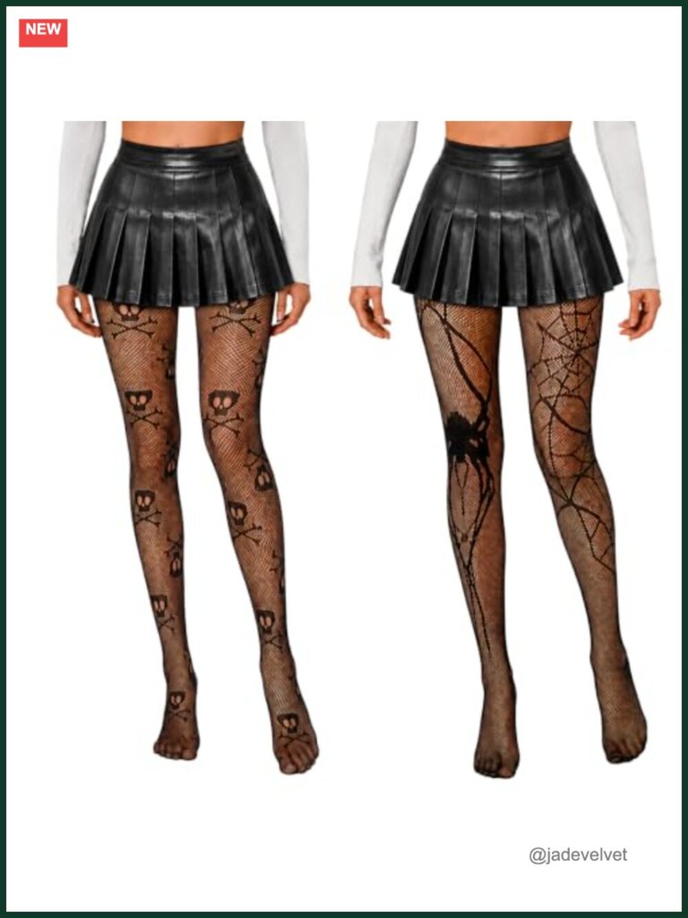 2 Pack Halloween Fishnet Tights Skull Spider Web Full Foot Gothic